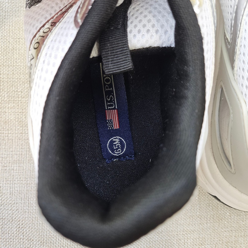 US Polo Assn White Silver Metallic Mesh Sneakers Athletic NW11786 Womens 6.5M - Picture 5 of 10